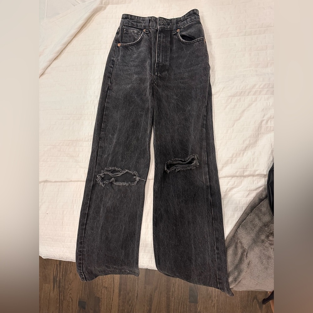 High Rise Black Ripped Jeans